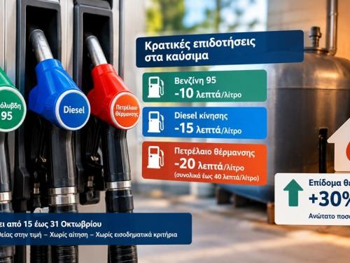 Μειώσεις καυσίμων έως 40 λεπτά ανά λίτρο και αύξηση επιδόματος θέρμανσης